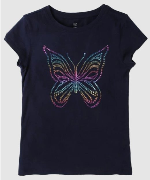 Girls Foil Graphic Printed Round Neck Pure Cotton T-Shirt